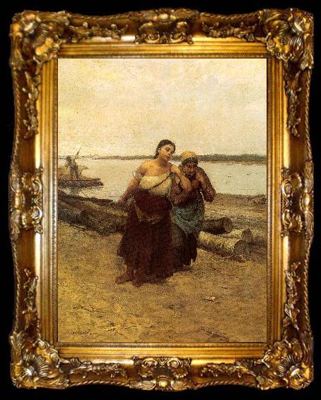 framed  Deak-Ebner, Lajos Boat Warpers, ta009-2